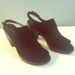 Black Suede Cut-out Heels/Wedges by Aerosoles